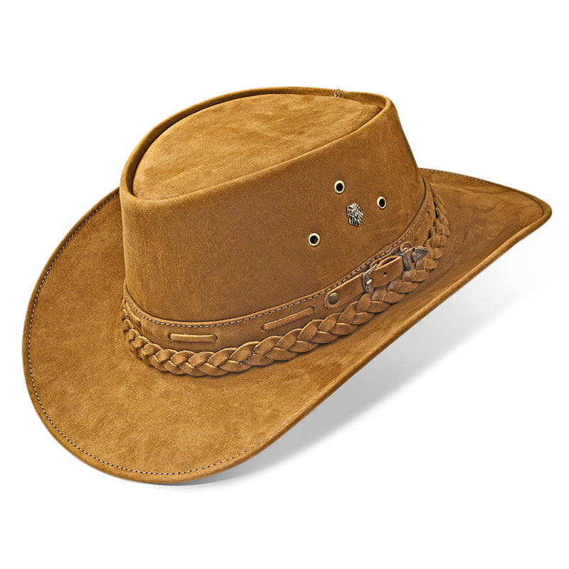 Cowboy Hat Beige Leather Western Maverick