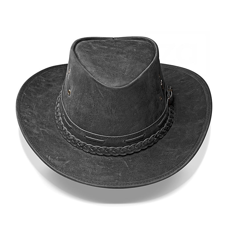 Cowboy Hat Black Vintage Leather Western Maverick