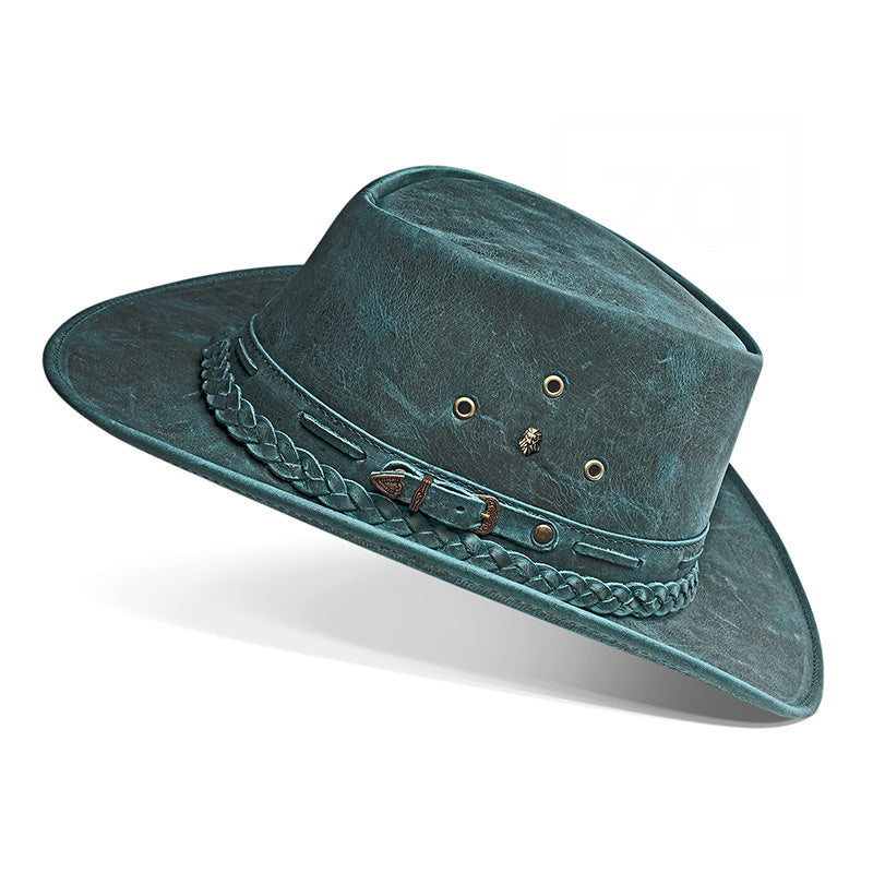 Cowboy Hat Blue Vintage Leather Western Maverick