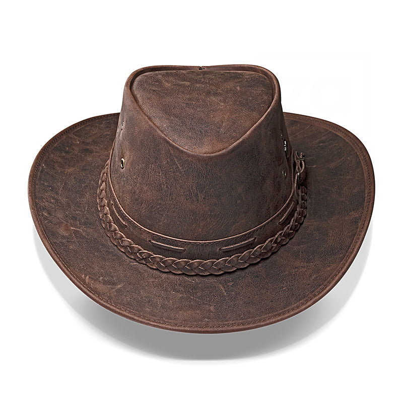 Cowboy Hat Brown Vintage Leather Western Maverick