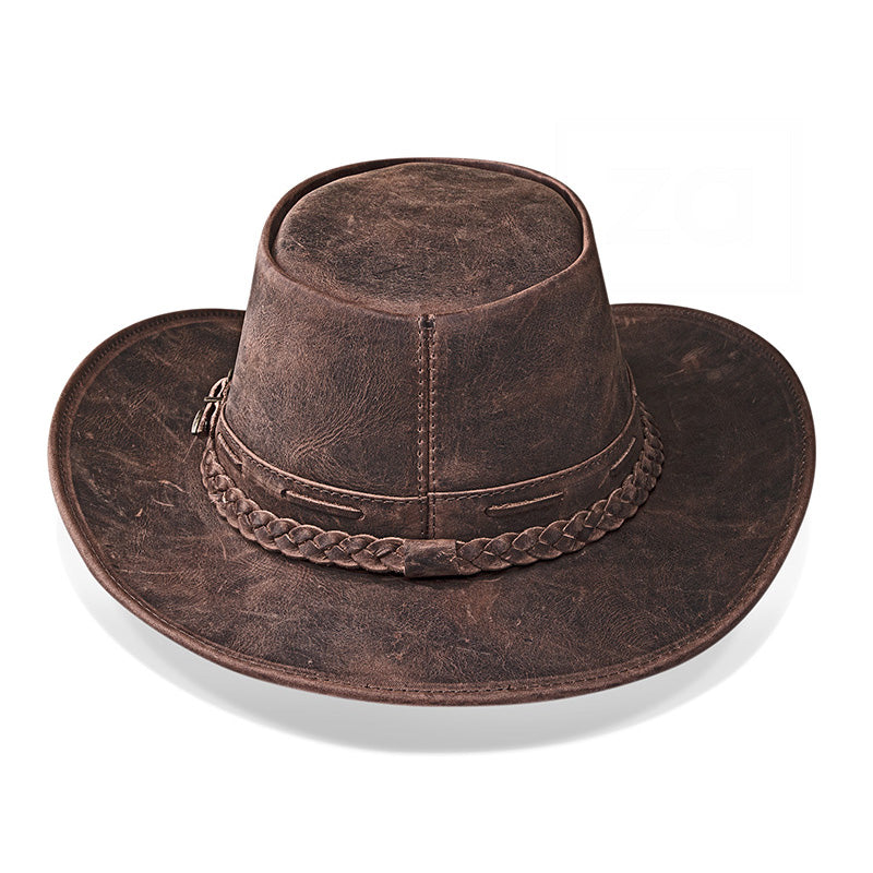 Cowboy Hat Brown Vintage Leather Western Maverick