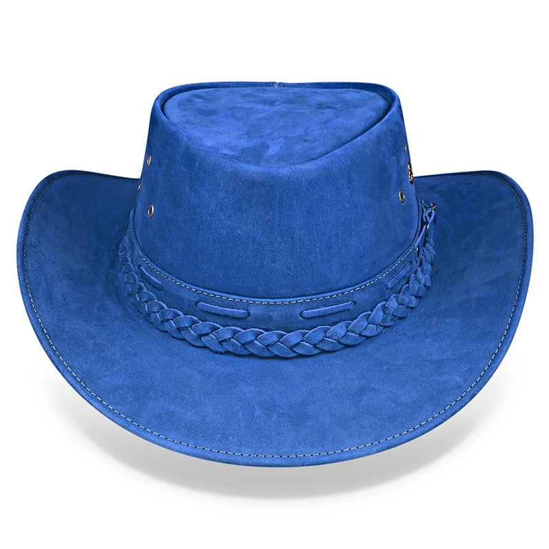 Cowboy Hat Blue Leather Western Maverick
