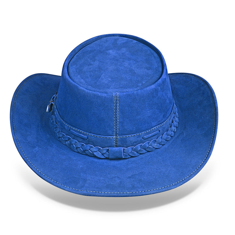 Cowboy Hat Blue Leather Western Maverick