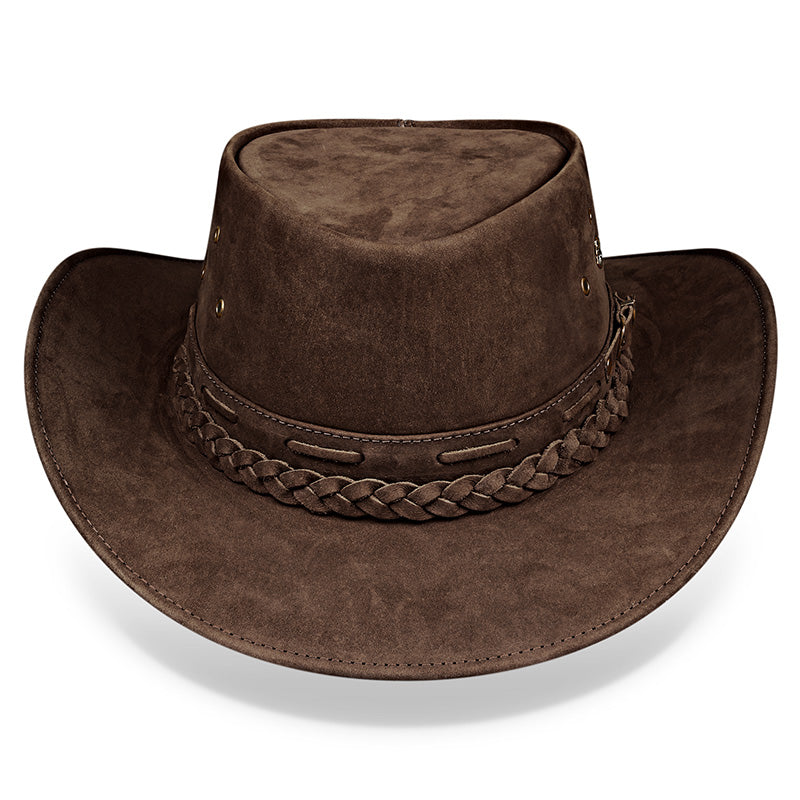 Cowboy Hat Dark Brown Leather Western Maverick