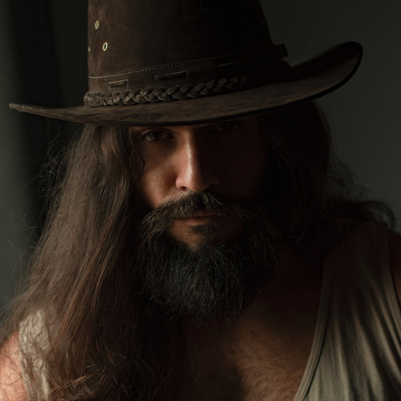 Cowboy Hat Dark Brown Leather Western Maverick