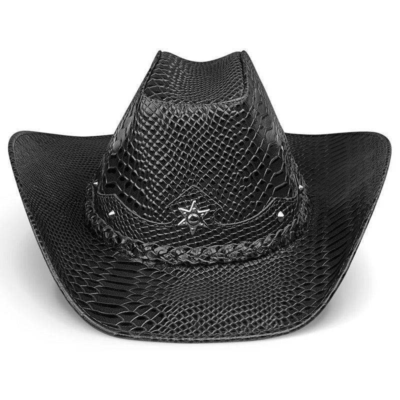 Cowboy Hat Black Snake Cowhide American Star