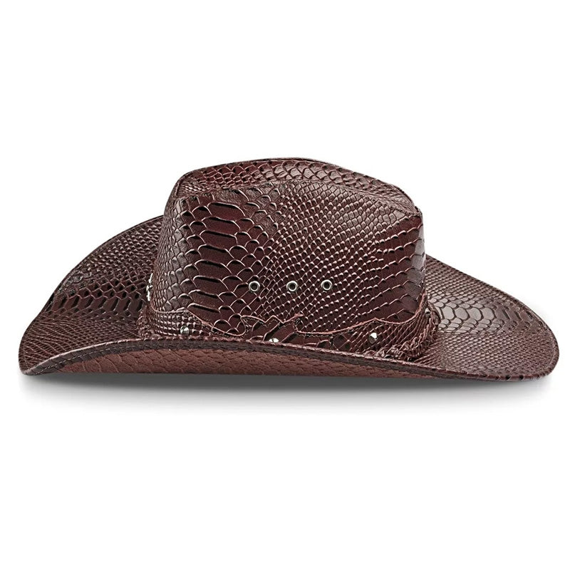 Cowboy Hat Brown Snake Cowhide American Star