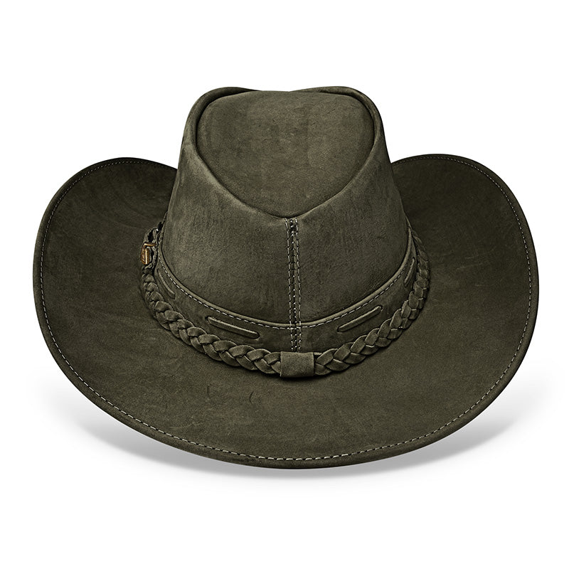 Cowboy Hat Green Leather Western Trailblazer