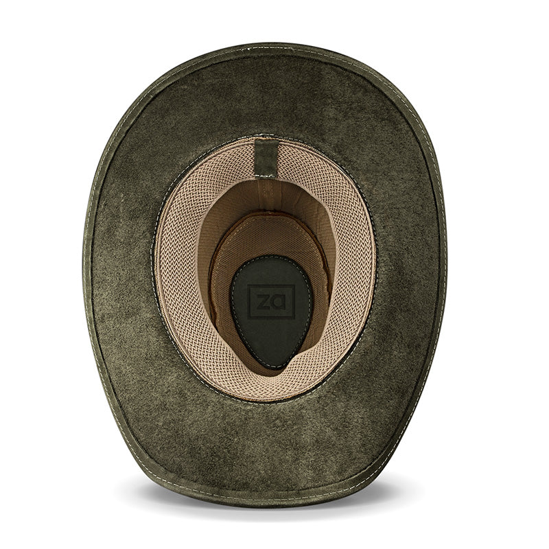 Cowboy Hat Green Leather Western Trailblazer