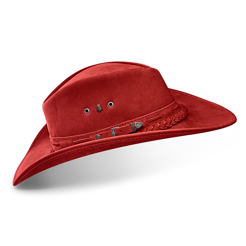 Cowboy Hat Red Leather Western Trailblazer