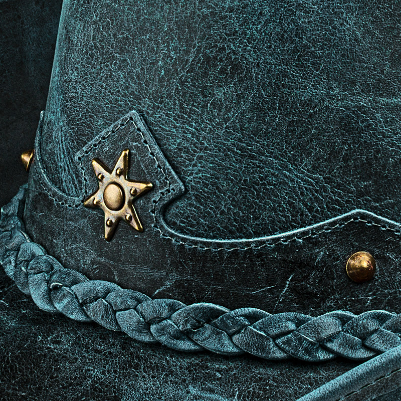 Cowboy Hat Vintage Blue Leather American Star