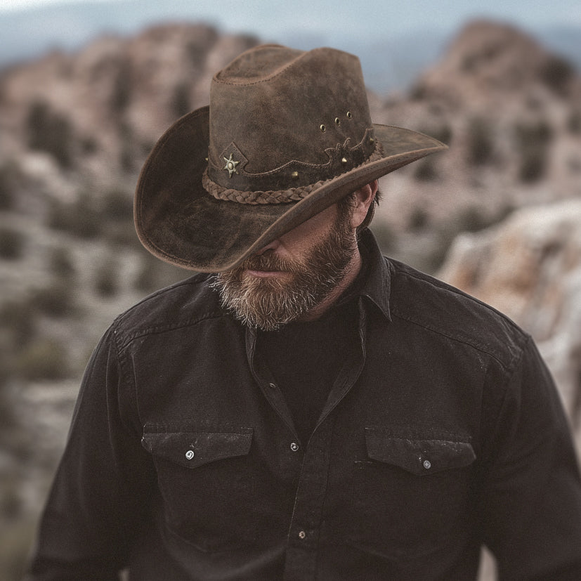 Cowboy Hat Vintage Brown Leather American Star