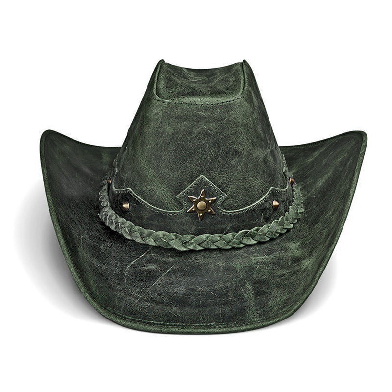 Cowboy Hat Vintage Green Leather American Star