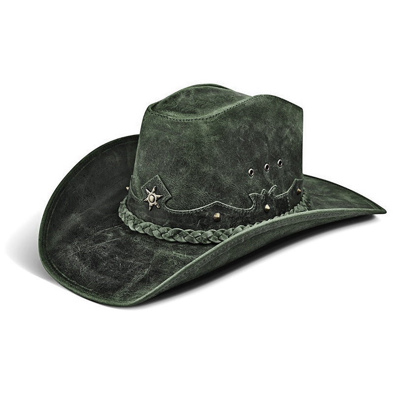 Cowboy Hat Vintage Green Leather American Star