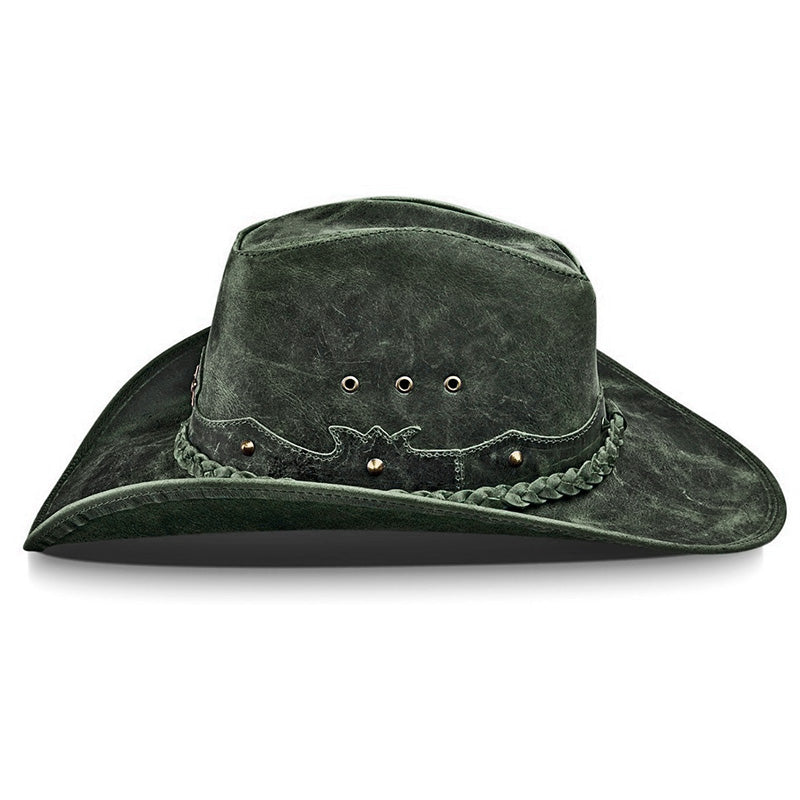 Cowboy Hat Vintage Green Leather American Star