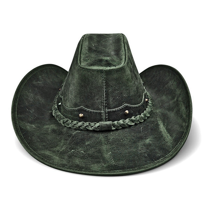 Cowboy Hat Vintage Green Leather American Star
