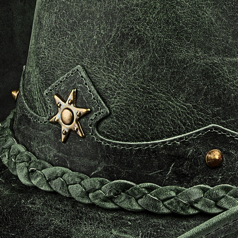 Cowboy Hat Vintage Green Leather American Star