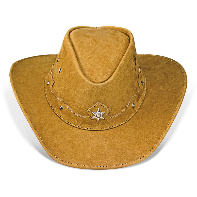 Cowboy Hat Western Beige Leather Ranger Star