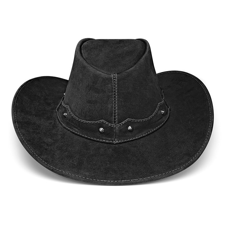 Cowboy Hat Western Black Leather Ranger Star