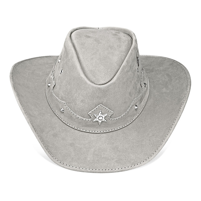 Cowboy Hat Western Gray Leather Ranger Star