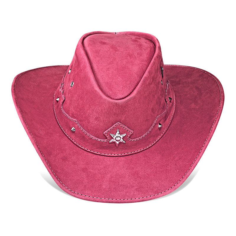 Cowboy Hat Western Pink Leather Ranger Star