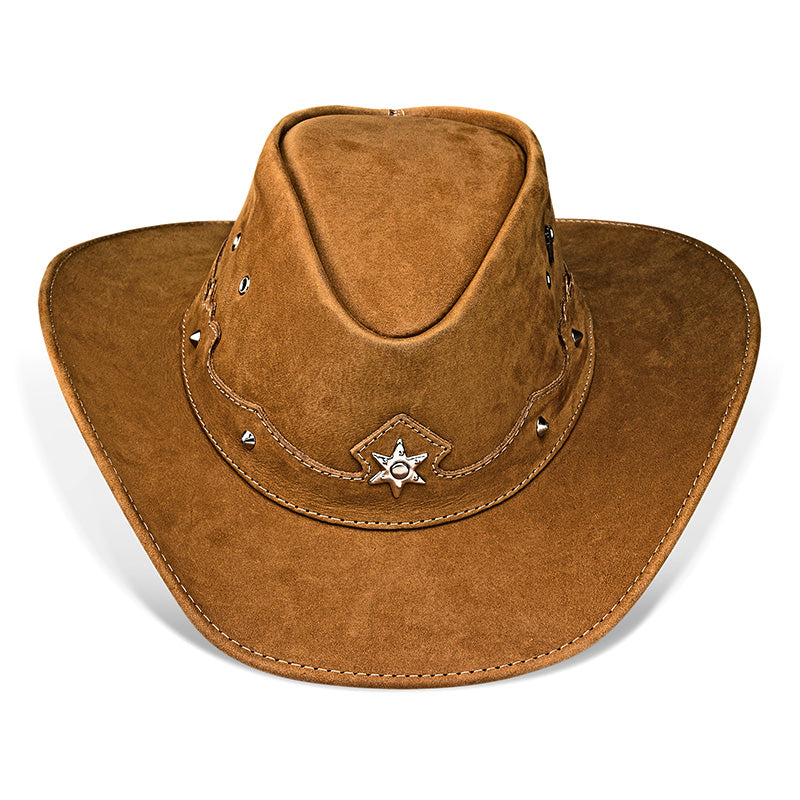 Cowboy Hat Western Tan Leather Ranger Star