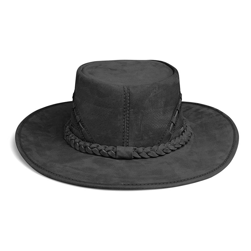 Frontier Black Leather Cowboy Hat