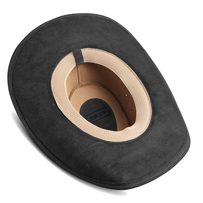 Frontier Black Leather Cowboy Hat