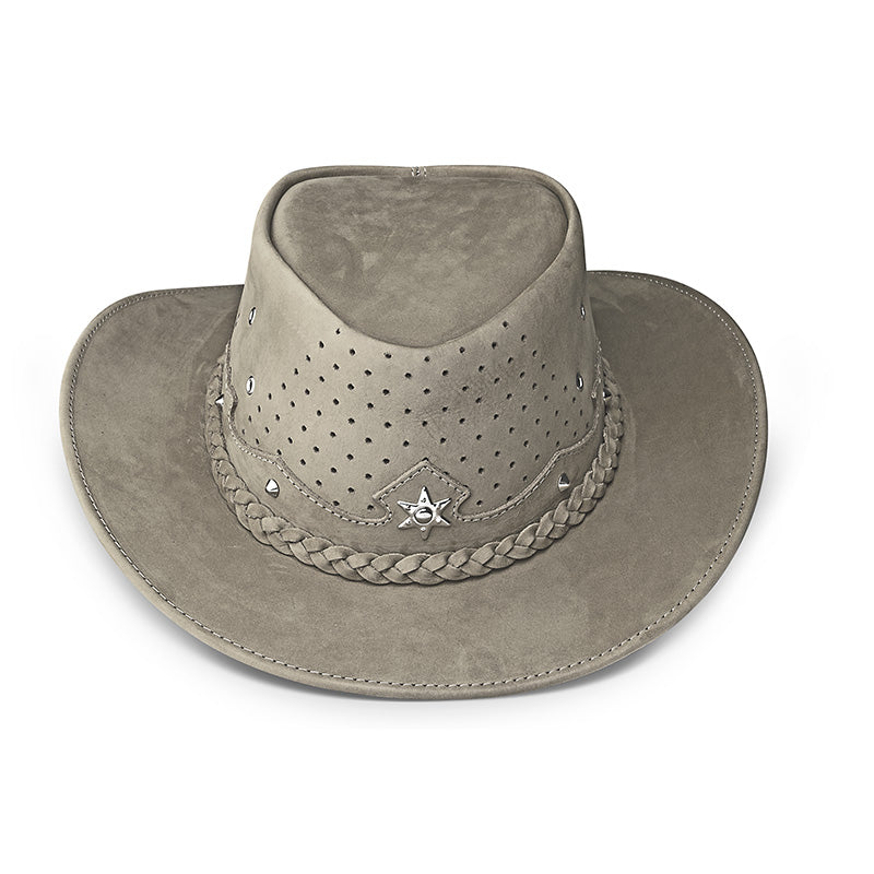 Outrider Gray Leather Cowboy Hat