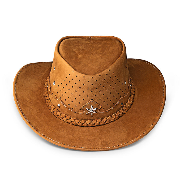 Outrider Tan Leather Cowboy Hat