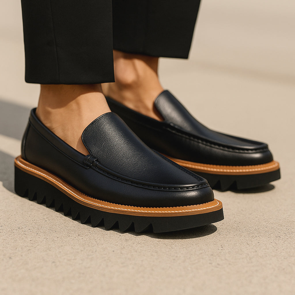 The Architect – Lug Sole Black Leather Loafer
