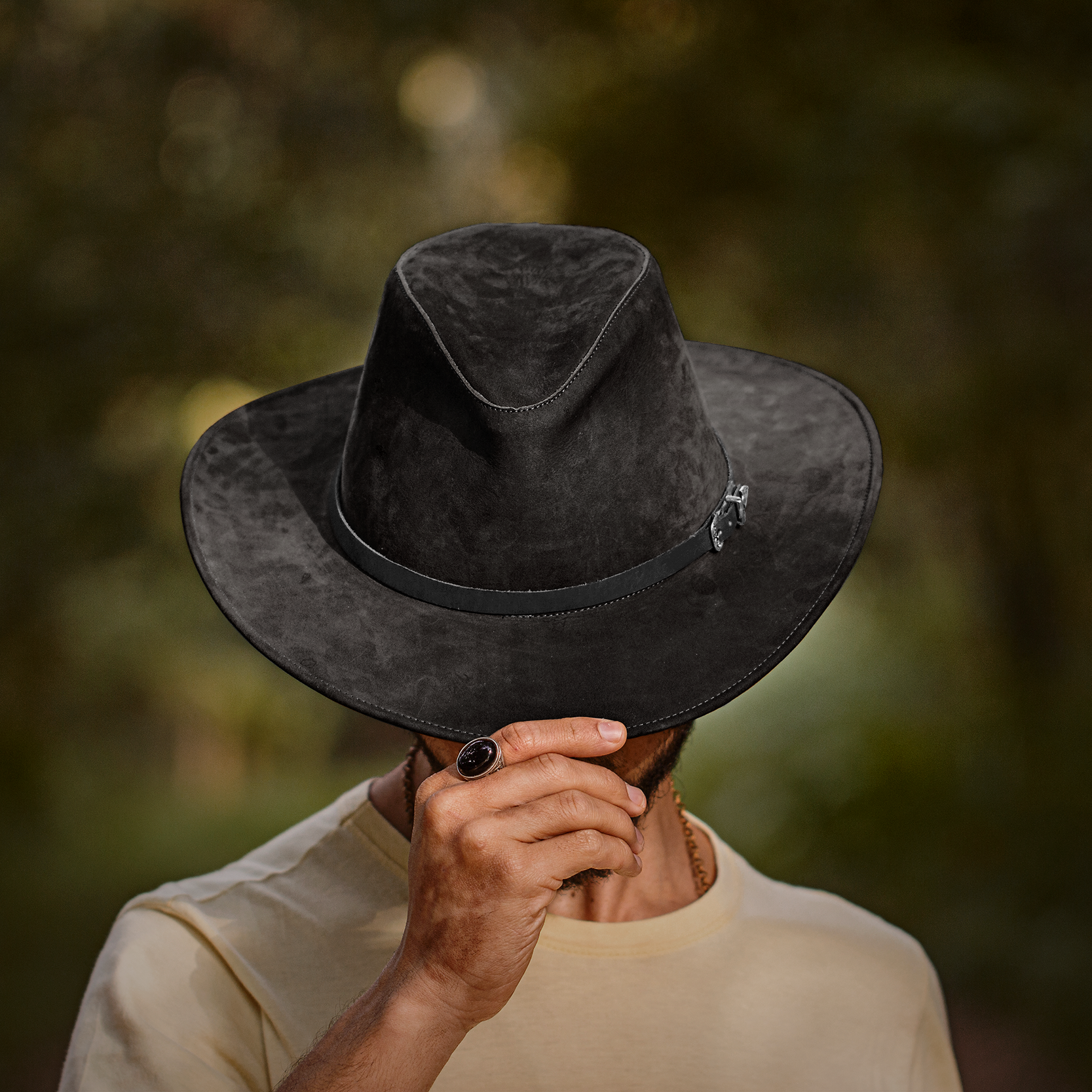 Z1 - Fedora Hat Black Leather