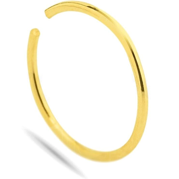 Nose Ring 18K Solid Yellow Gold Hoop Thin Delicate Piercing - Zalupe