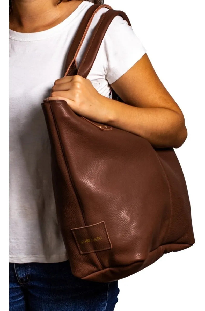 Minimalist Shoulder Leather Tote Bag - Zalupe