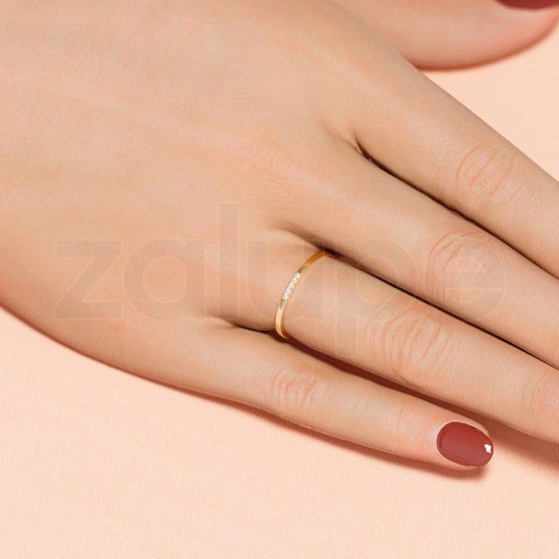 18k Yellow Gold Ring for Womens Diamonds Jewelry Luxury Marriage - Zalupe
