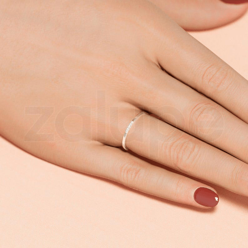 18k White Gold Ring for Womens Diamonds Jewelry Luxury Marriage - Zalupe