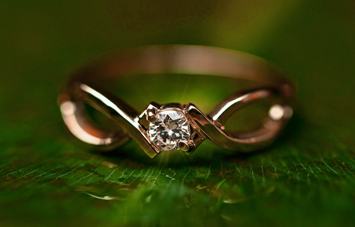 18k Ring Rose Gold for Womens with Diamond Jewelry Relationship and Wedding - Zalupe