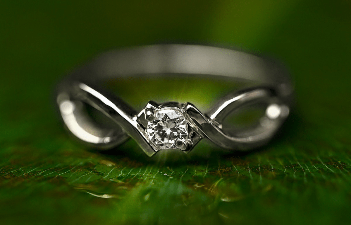 18k Ring White Gold for Womens with Diamond Jewelry Relationship and Wedding - Zalupe