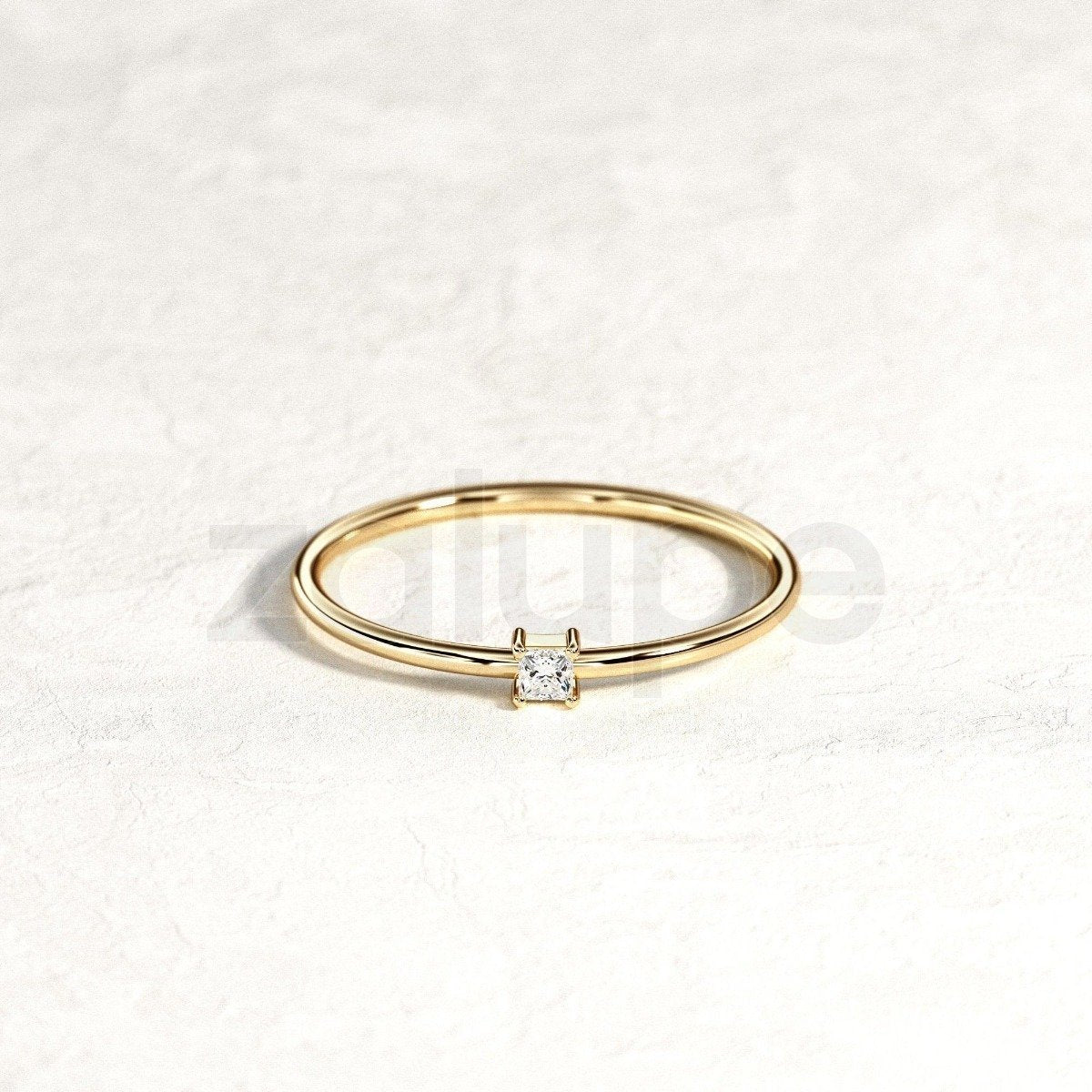 18k Ring Yellow Gold for Womens with Diamond Jewelry Marriage and Wedding - Zalupe