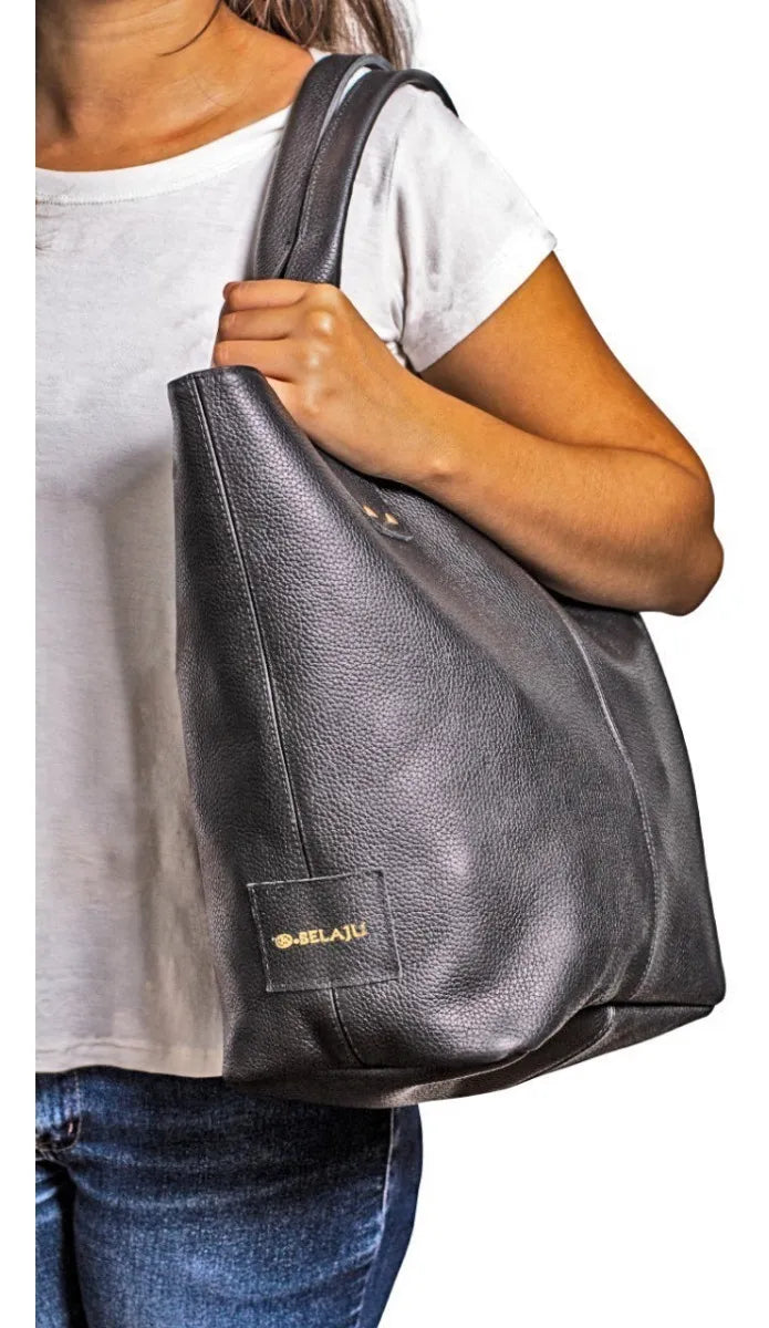Minimalist Shoulder Leather Tote Bag - Zalupe