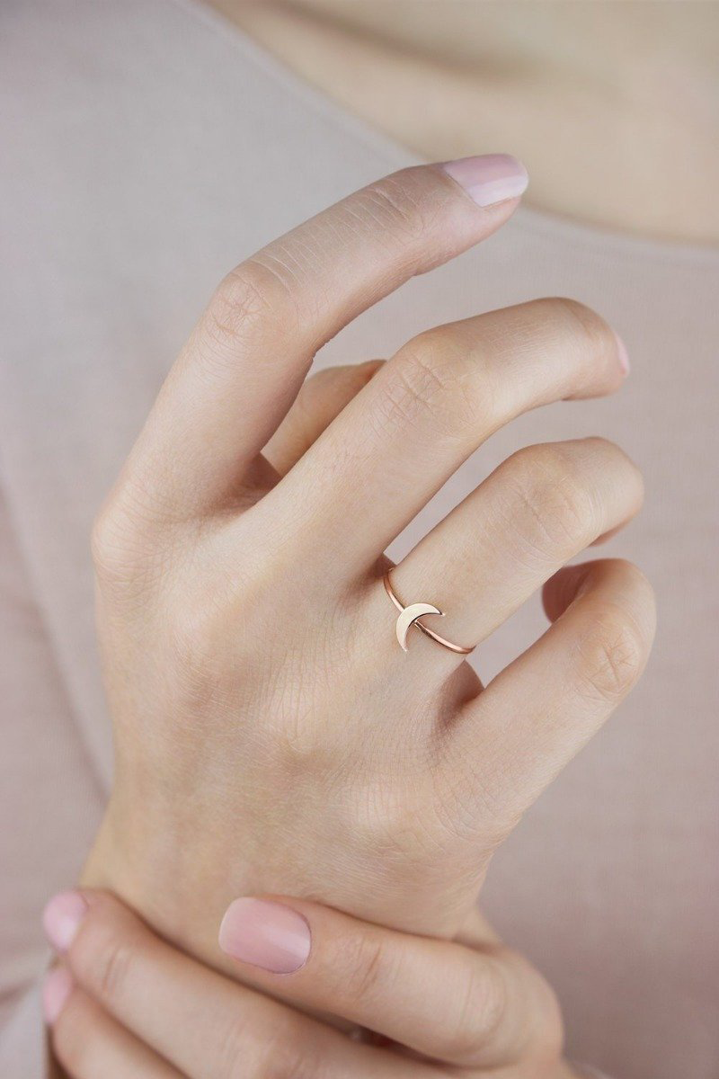 18k Rose Ring Love Moon Model Single Engagement Luxury Marriage for Womens - Zalupe