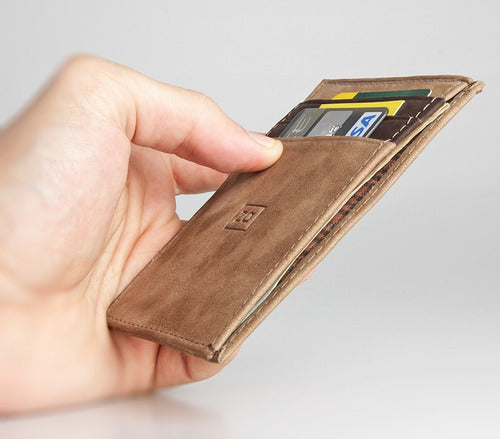 Wallet Small Slim Lightning Coffee Zalupe Genuine Leather Card Holder Fashion - Zalupe