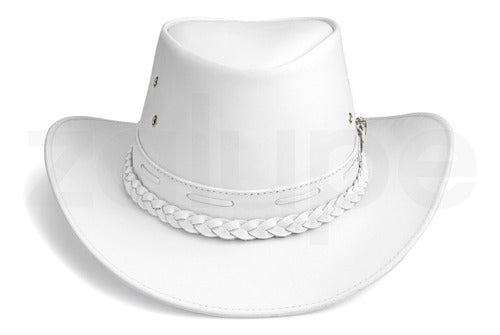 Cowboy Hat Western White Real Leather for Mens and Womens Australian Style - Zalupe