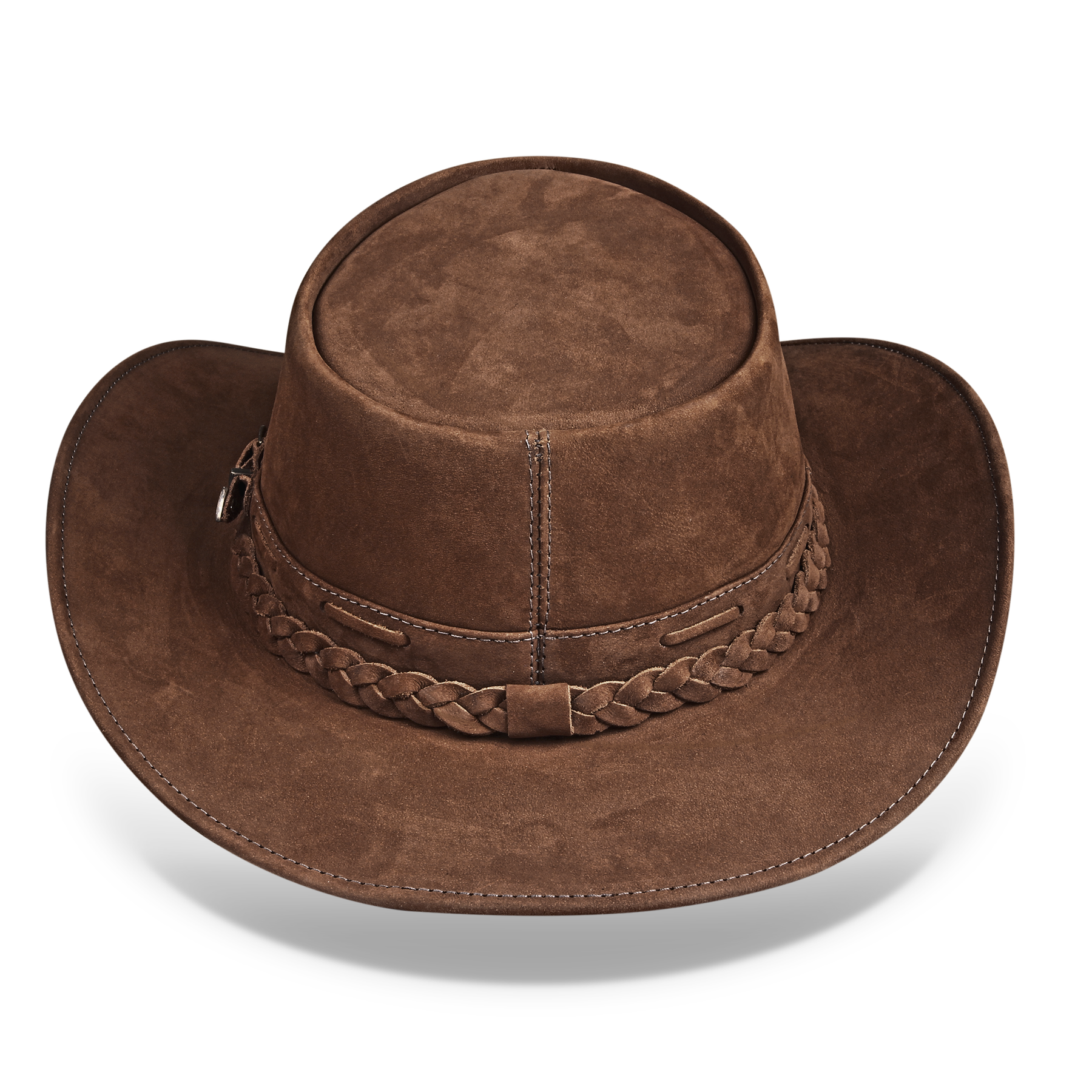 Kids Cowboy Hat Brown Leather Outback Western - Zalupe