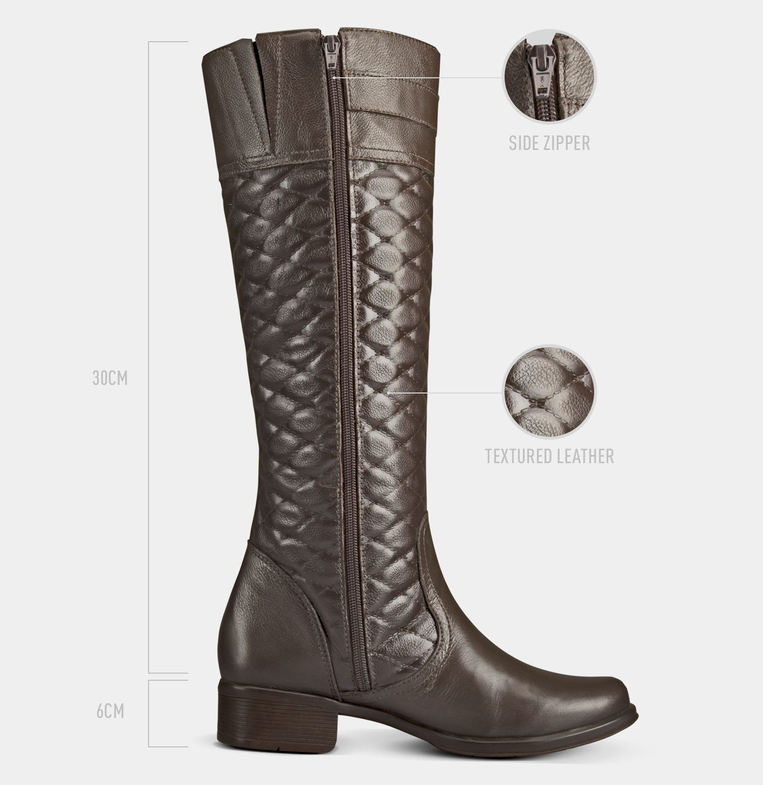 Calf High Side Quilted Leather Boots 208 - Zalupe