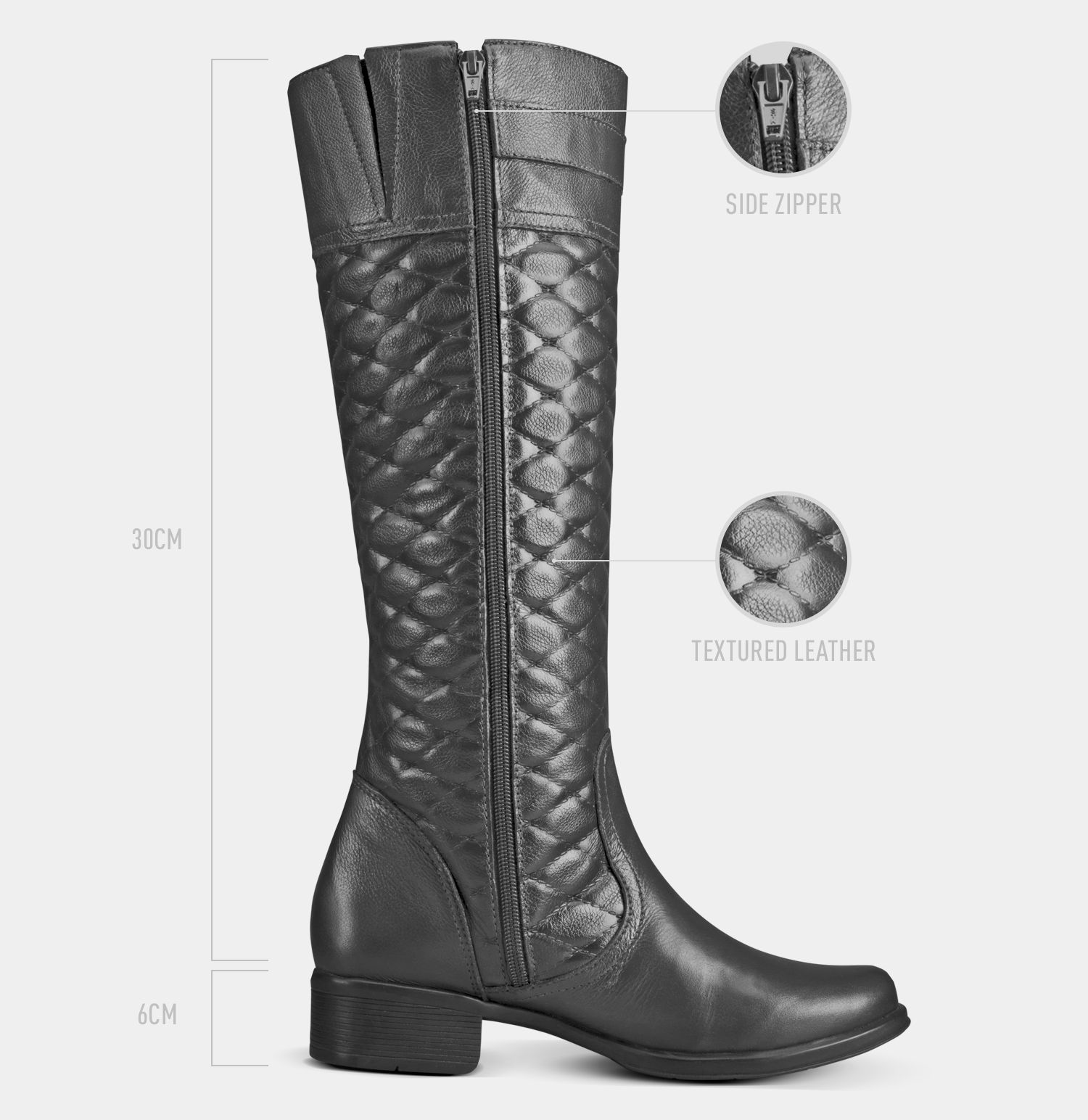 Calf High Side Quilted Leather Boots 208 - Zalupe