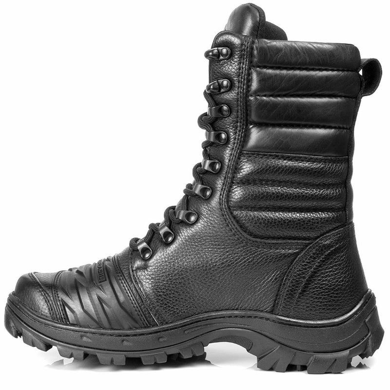 Tactical Boots Black Leather Motorcycle Lace Up Military Combat - Zalupe
