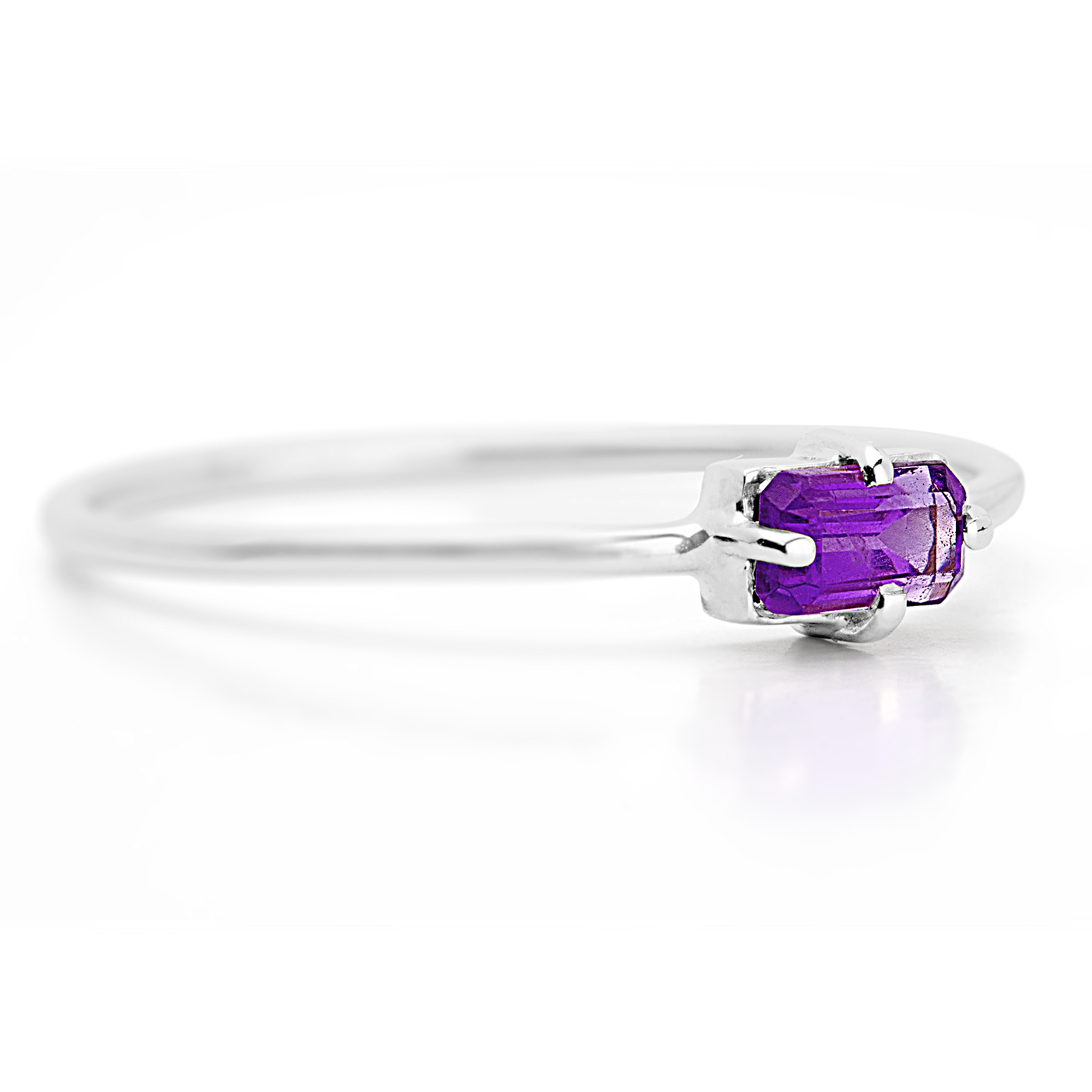 18k Ring Radiant White Gold Amethyst Trimmer Jewel Of Power Vitality Luxury - Zalupe