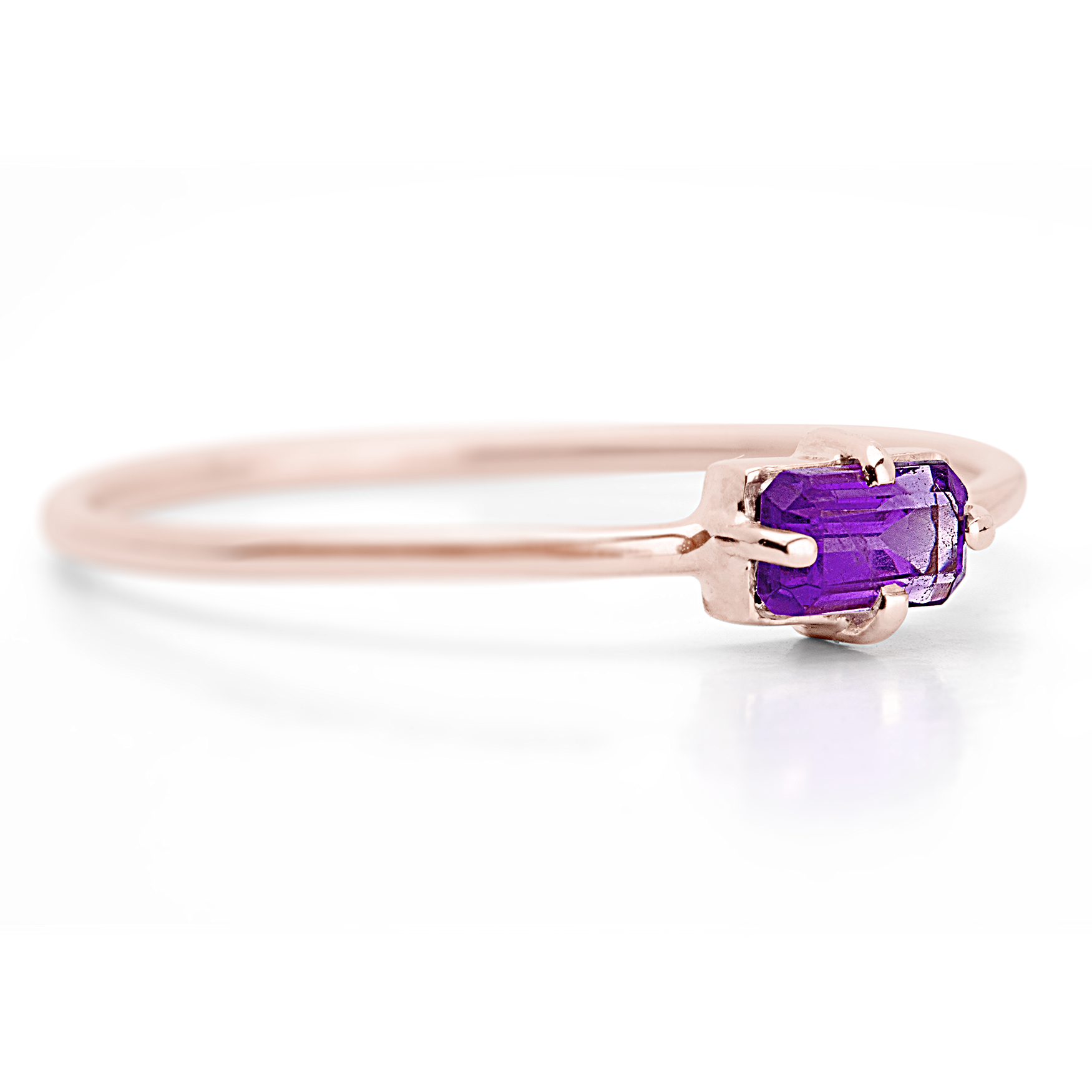18k Ring Radiant Rose Gold Amethyst Trimmer Jewel Of Power Vitality Luxury - Zalupe