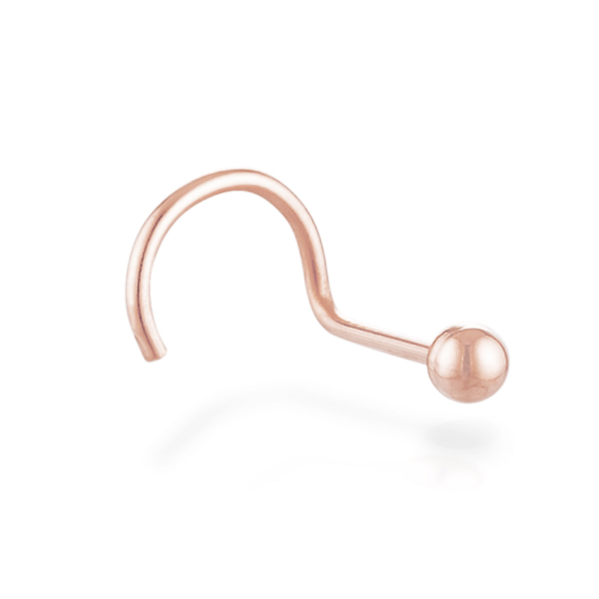 Nose Stud 18K Solid Rose Gold Nostril Piercing Little Ball Thin - Zalupe